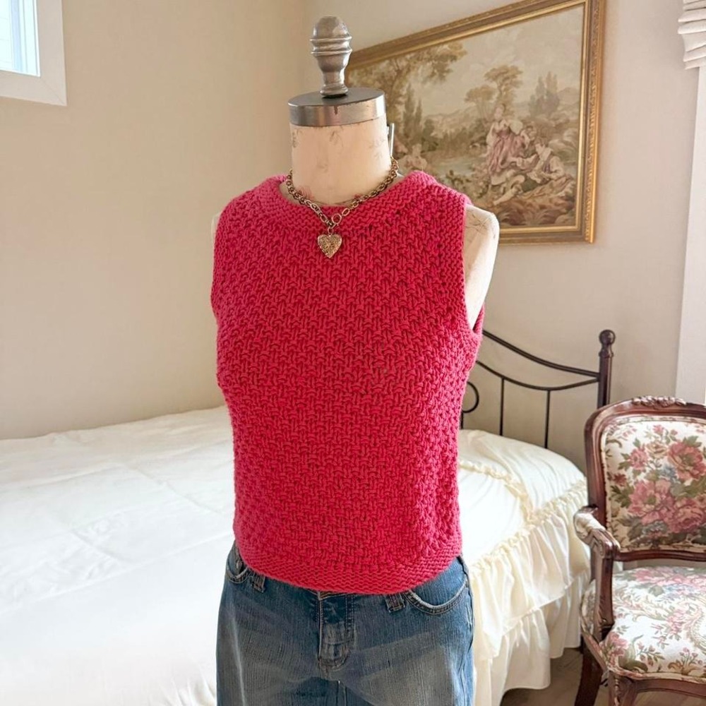 bright pink knit‎ tank Tt Hewitt size petite